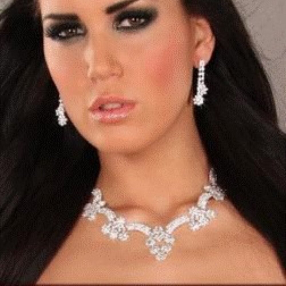 Ladies Sexy‎ Rhinestone Jewelry Neckllace and Earings LC06734